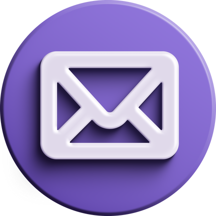 Purple round 3D envelope icon